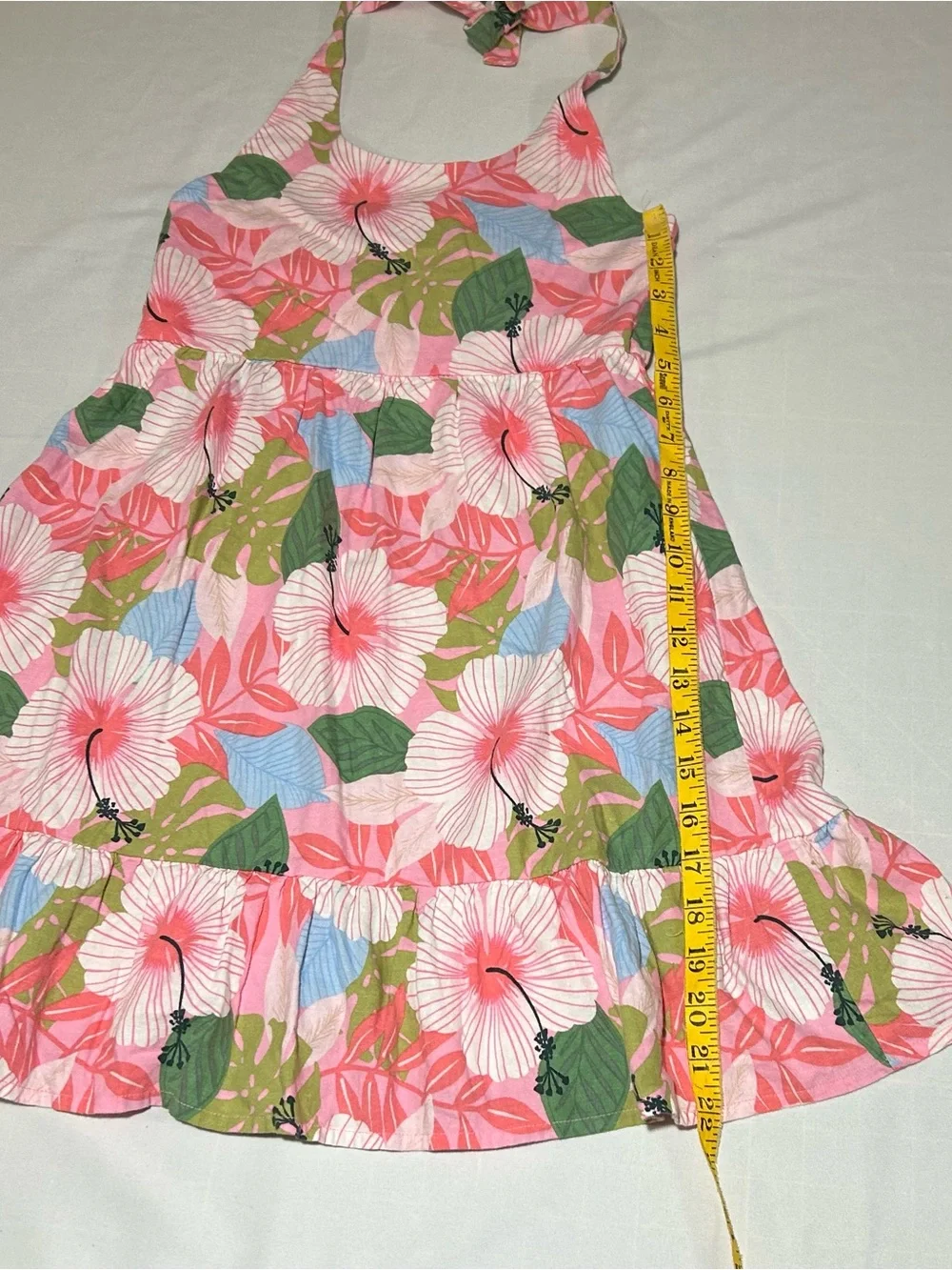 Gymboree Girls 8 Sleeveless Pink Tropical Halter Sundress NWT Linen Rayon
